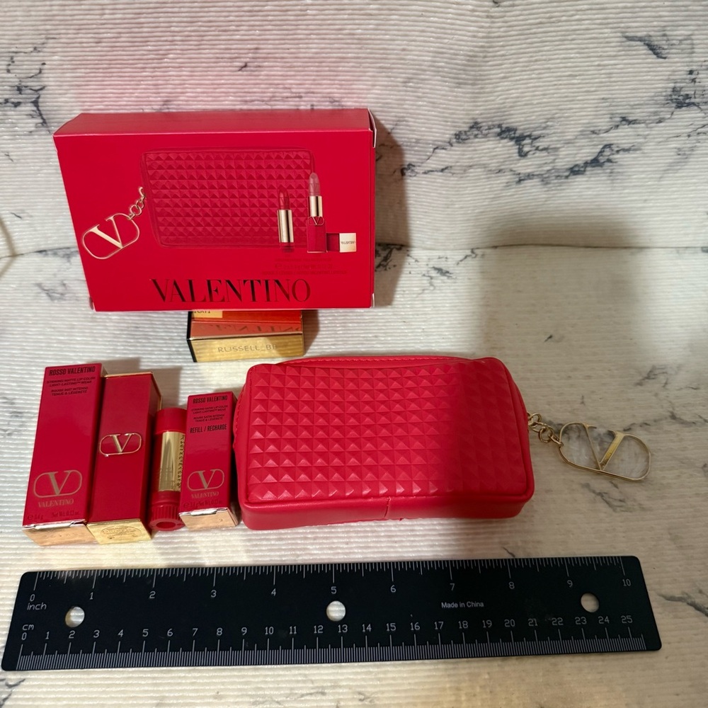 Valentino Full Size Nude and Red Lipstick Set with Mini Bag - Picture 14 of 15